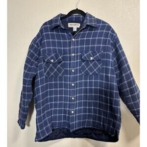 Vintage WILDERNESS Mens Sz M Quilted Lined Long Sleeve Plaid Flannel Shaket Farm